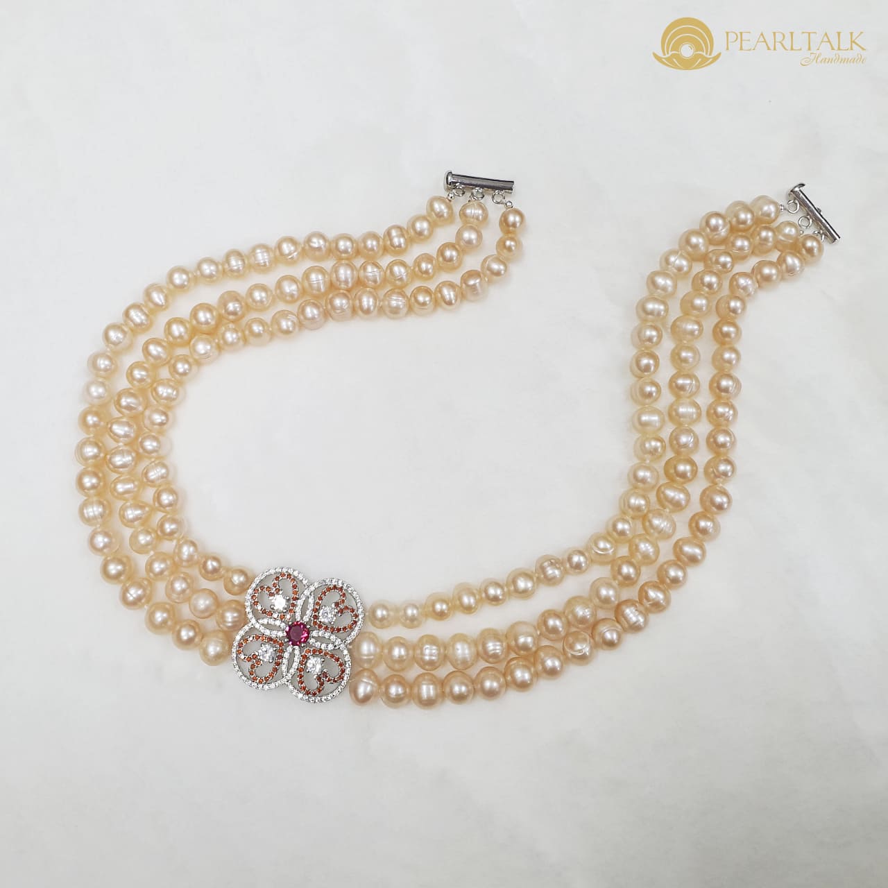 CHUỖI NGỌC TRAI DIANA CHOKER HỒNG CAM